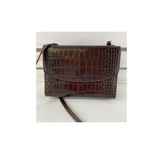 BRIGHTON SMALL BROWN ANIMAL PRINT CROSSBODY BAG WITH POCKETS